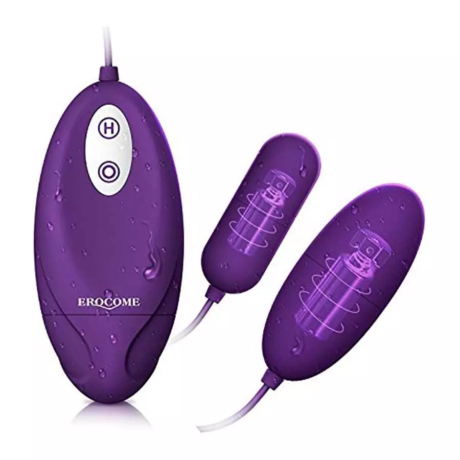 EROCOME Silicon Wired Control 12 Frequency virbating Love Bullet Egg ，Sex Toy for Women and Couple (Double)