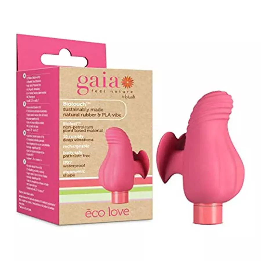 Gaia Eco Love - World's 1st Sustainable Plant Based Partially Compostable Latex Free Natural Rubber Vibrator - 10 Rumble Tech Po
