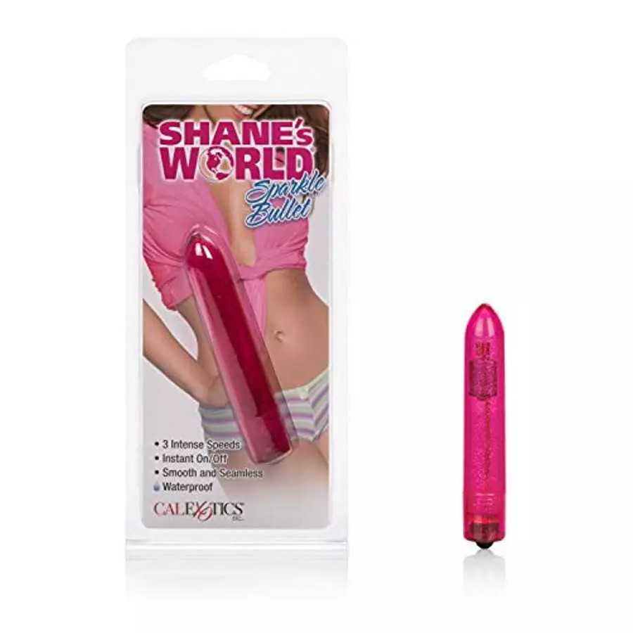 CalExotics Shane’s World Sparkle Bullet Vibrator - Waterproof Sex Toys for Couples - Adult Multi-Speed Vibe Massager - Pink
