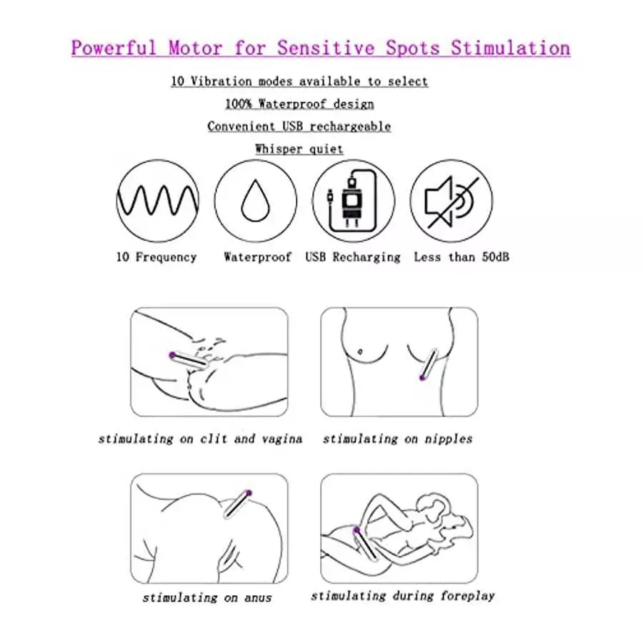 Leseox Clitoris G-spot Bullet Vibrator, Mini Vibrating Massager for Precise Vaginal Clitoral Nipples Stimulation, Rechargeable a