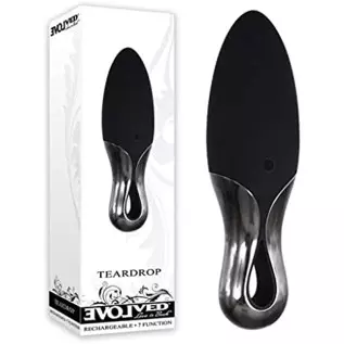 Evolved Love Is Back - Teardrop - Rechargeable with 7 Intense Speeds & Functions - Waterproof Discreet Compact Vibrator - Black