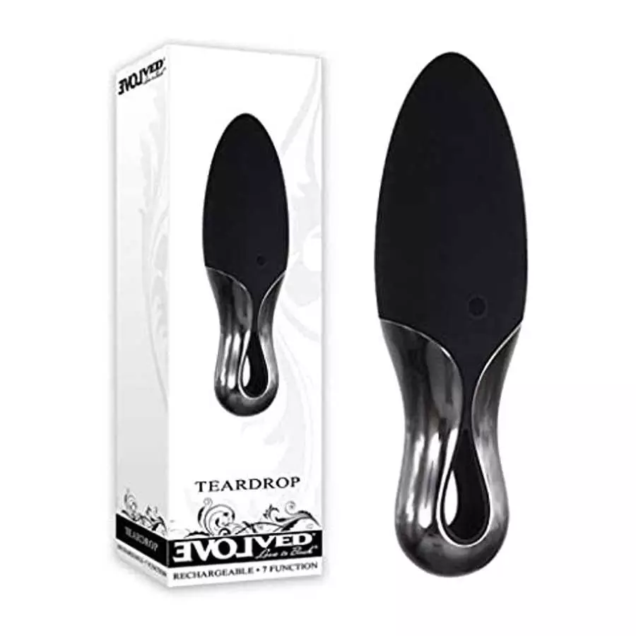 Evolved Love Is Back - Teardrop - Rechargeable with 7 Intense Speeds & Functions - Waterproof Discreet Compact Vibrator - Black