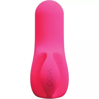 VeDO NEA Rechargeable 10 Function Bullet Finger Vibe, Ribbed Body Easy Grip Sextoy for Women (Foxy Pink)
