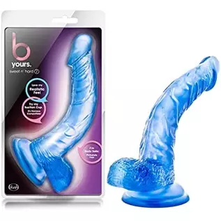 8.5" Realistic Feel G Spot Stimulating Curved Dildo - Cock and Balls Dong - Suction Cup Harness Compatible - Sex Toy for Women -
