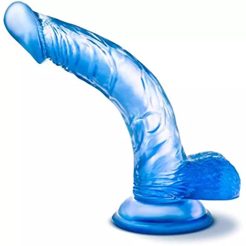 8.5" Realistic Feel G Spot Stimulating Curved Dildo - Cock and Balls Dong - Suction Cup Harness Compatible - Sex Toy for Women -