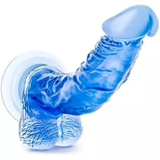 8.5" Realistic Feel G Spot Stimulating Curved Dildo - Cock and Balls Dong - Suction Cup Harness Compatible - Sex Toy for Women -