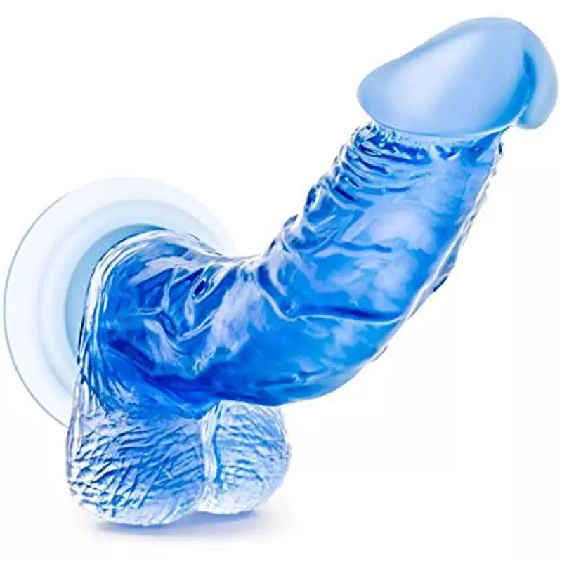 8.5" Realistic Feel G Spot Stimulating Curved Dildo - Cock and Balls Dong - Suction Cup Harness Compatible - Sex Toy for Women -