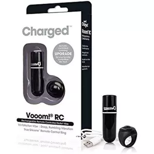 Screaming O Charged Vooom Remote Control Bullet - Black with Free Bottle of Adult Toy Cleaner