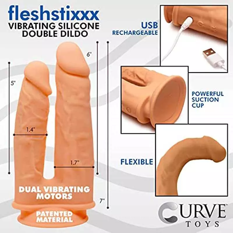 leshstixxx Vibrating Double Dildo - Tan
