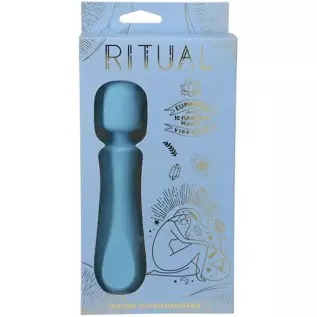 Doc Johnson Ritual - Euphoria - 10 Function Wand Vibrator - Silicone and Rechargeable - Discreet, Blue