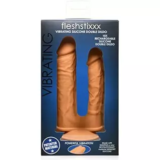 leshstixxx Vibrating Double Dildo - Tan leshstixxx Vibrating Double Dildo - Tan