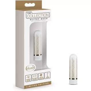 Blush - Glitzy Deco Rechargeable 10 Function Designer Bullet Vibrator - Thoughtfully Designed Vibration Modes - Giftable Sex Toy