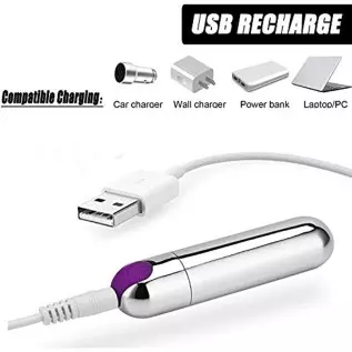 PPW Small Massager for Clitoris,Waterproof, Powerful,USB, G-spot Stimulator Mini Massager Sex Silver