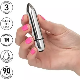 CalExotics High Intensity Mini Bullet Vibrator - Waterproof Sex Toys for Couples - Adult Vibe Massager - Silver CalExotics High Intensity Mini Bullet Vibrator - Waterproof Sex Toys for Couples - Adult Vibe Massager - Silver