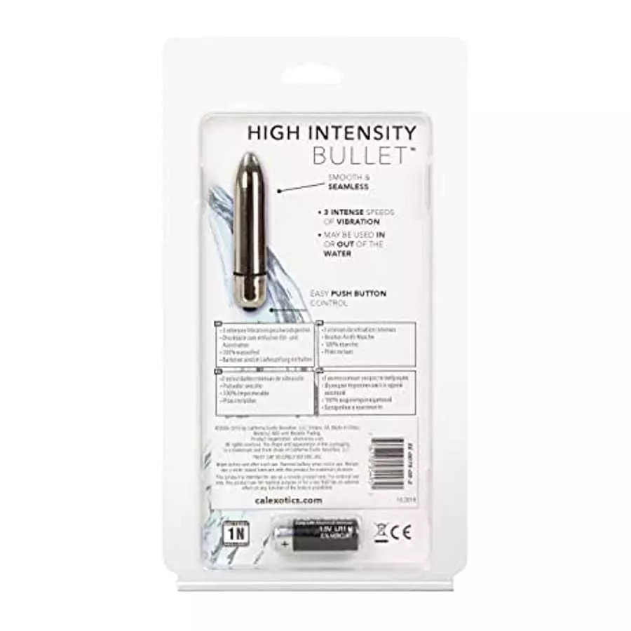 CalExotics High Intensity Mini Bullet Vibrator - Waterproof Sex Toys for Couples - Adult Vibe Massager - Silver