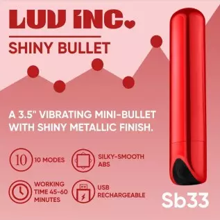 Luv Inc Shiny Bullet Vibrator Super Strong Clitoral Nipple Stimulator Adult Toys for Female with 10-Modes, USB Rechargeable Wate