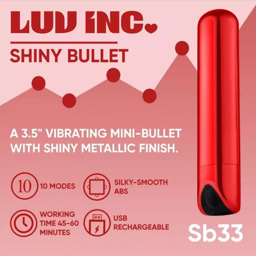 Luv Inc Shiny Bullet Vibrator Super Strong Clitoral Nipple Stimulator Adult Toys for Female with 10-Modes, USB Rechargeable Wate