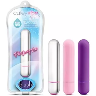 Blush Play with Me Cutey Vibe Plus - 10 Vibrating Functions Mini Bullet Vibrator - Travel Size - Discreet Pocket Stimulator - Wa Blush Play with Me Cutey Vibe Plus - 10 Vibrating Functions Mini Bullet Vibrator - Travel Size - Discreet Pocket Stimulator - Wa