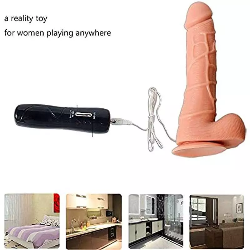 8" Thrusting Dildo Vibrator with Vibrating and Heating, Realistic Telescopic Penis for G-spot Stimulation, Wireless Automatic Vi