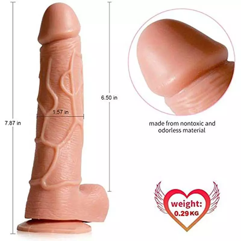 8" Thrusting Dildo Vibrator with Vibrating and Heating, Realistic Telescopic Penis for G-spot Stimulation, Wireless Automatic Vi