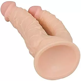 Realistic Dildo Double Head Dildo with Strong Suction Cup Base Big Cock Curved Shaft Dual Dicks for Pussy Vagina Anal Stimulator