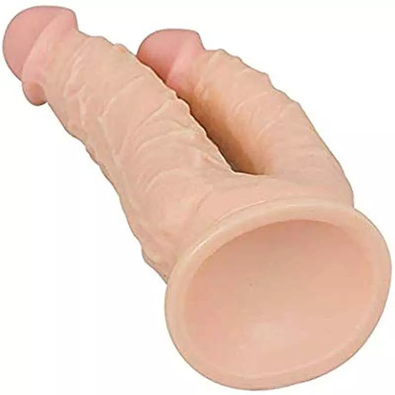 Realistic Dildo Double Head Dildo with Strong Suction Cup Base Big Cock Curved Shaft Dual Dicks for Pussy Vagina Anal Stimulator