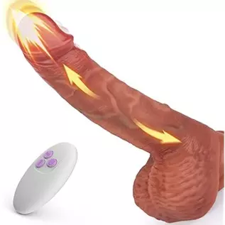 8.5 Inch Thrusting Dildo Vibrator for Women, Realistic Vibrating Dildos with 3 Thrusting & Rotating Actions 5 Vibrating Modes, S