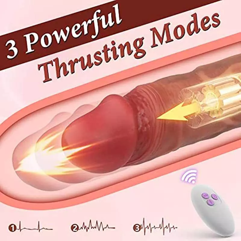 8.5 Inch Thrusting Dildo Vibrator for Women, Realistic Vibrating Dildos with 3 Thrusting & Rotating Actions 5 Vibrating Modes, S