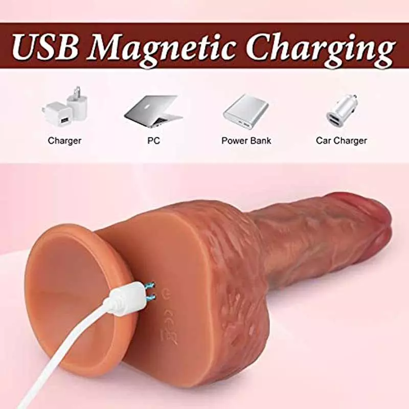 8.5 Inch Thrusting Dildo Vibrator for Women, Realistic Vibrating Dildos with 3 Thrusting & Rotating Actions 5 Vibrating Modes, S