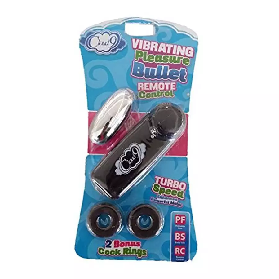 Cloud 9 Novelties Vibrating Pocket Bullet with Bonus Cock Rings and Remote Control, Black, 0.12 Pound