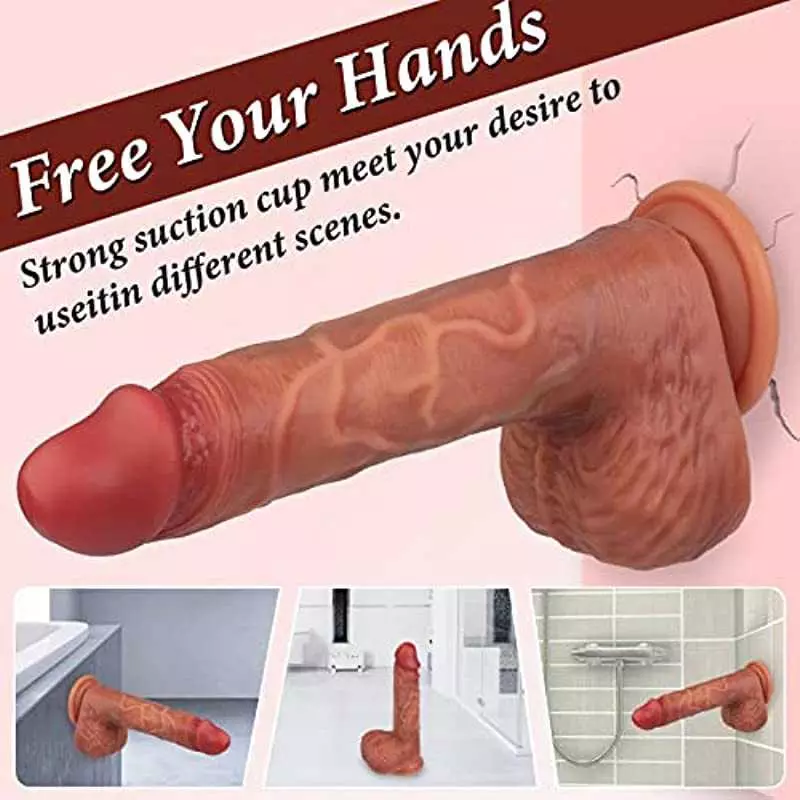 8.5 Inch Thrusting Dildo Vibrator for Women, Realistic Vibrating Dildos with 3 Thrusting & Rotating Actions 5 Vibrating Modes, S