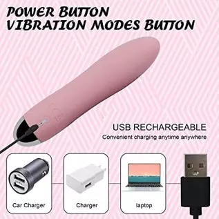 Bullet Vibrator - Portable Vaginal Clitoris Massager, Mini Dildo Nipple Stimulator, Magnetic USB Rechargeable with 7 Powerful Vi