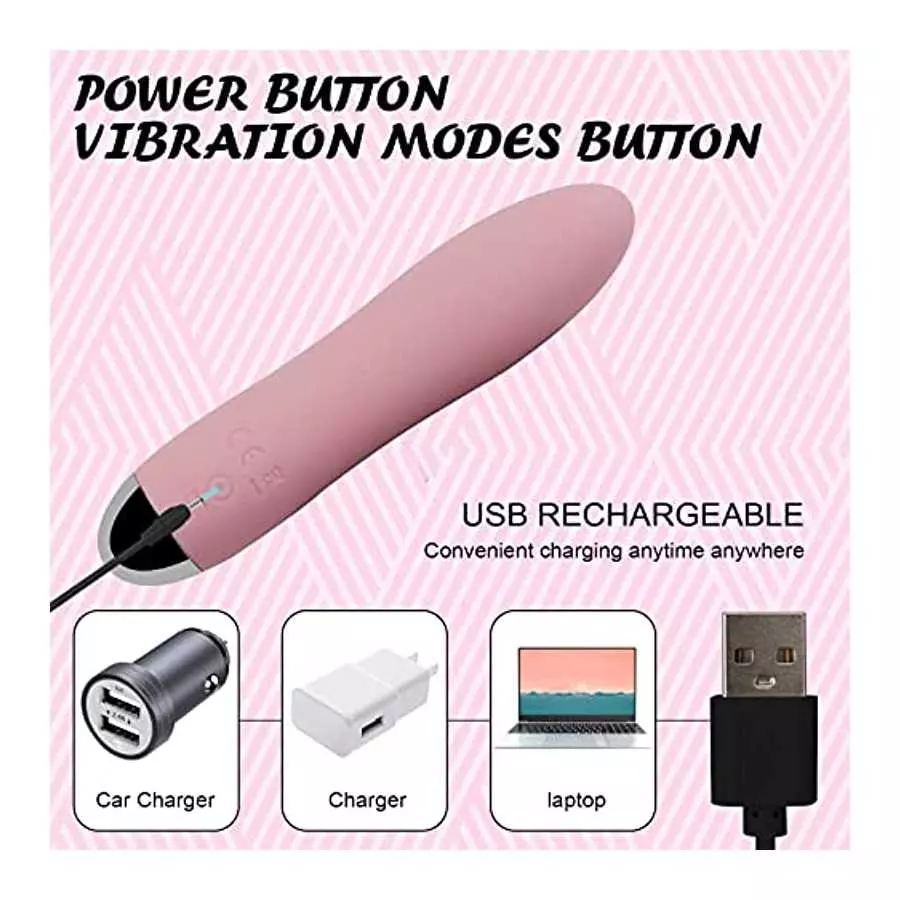 Bullet Vibrator - Portable Vaginal Clitoris Massager, Mini Dildo Nipple Stimulator, Magnetic USB Rechargeable with 7 Powerful Vi