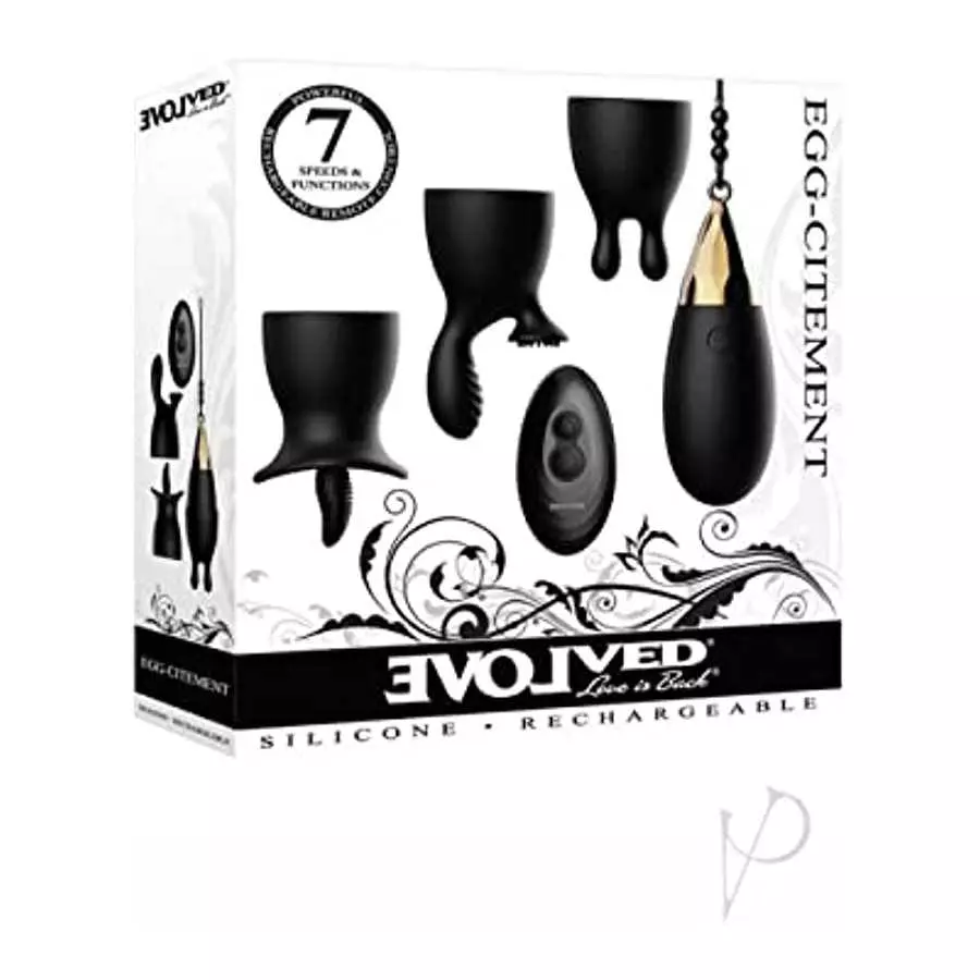 Evolved Love Is Back - Egg Citement Rechargeable Remote-Controlled Bullet Egg Vibrator- Black/Gold