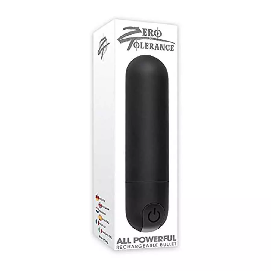 Zero Tolerance All Powerful Rechargeable Bullet Vibrator - Black with Free Bottle of Adult Toy Cleaner Zero Tolerance All Powerful Rechargeable Bullet Vibrator - Black with Free Bottle of Adult Toy Cleaner