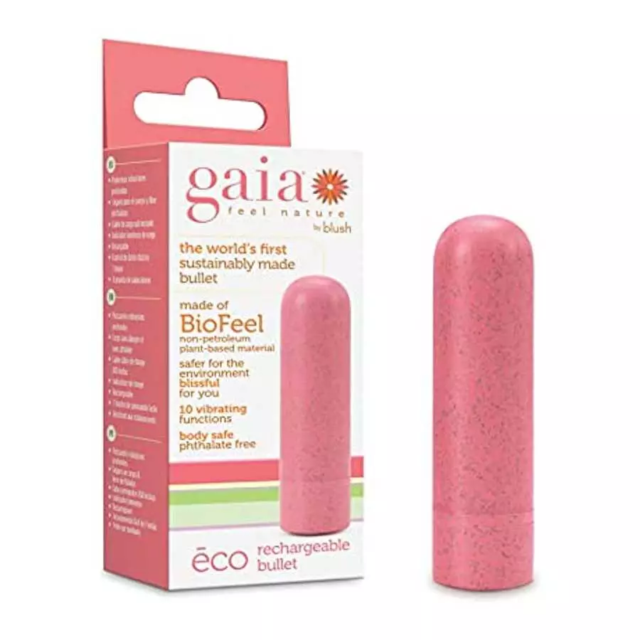 Blush Gaia Eco Bullet Powerful USB Rechargeable 10-Function Splashproof Biofeel Vibrator Sex Toy for Adults - Coral