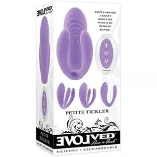 Petite Tickler Rechargeable Silicone Triple Stimulating Mini Vibrator - Purple