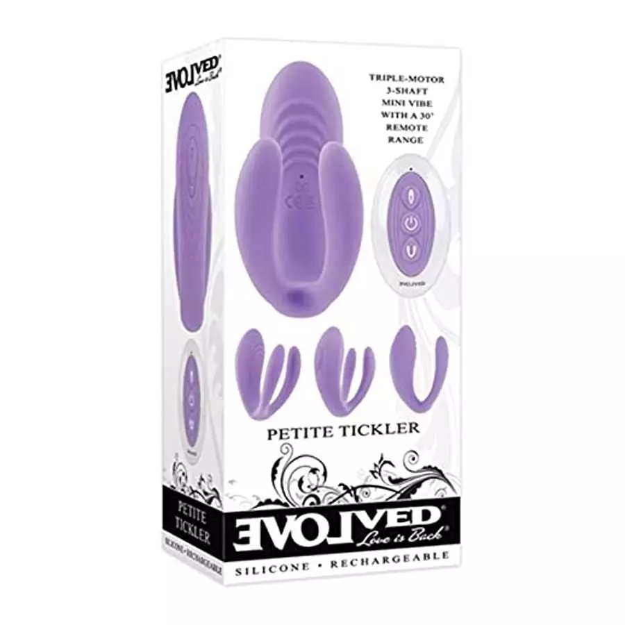 Petite Tickler Rechargeable Silicone Triple Stimulating Mini Vibrator - Purple