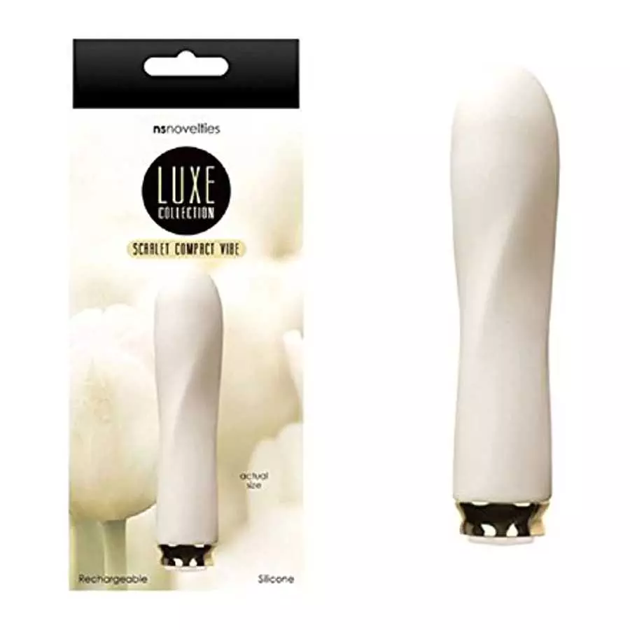 Luxe Compact Rechargable Vibe Scarlet Vibrator (White) with Free Bottle of Adult Toy Cleaner Luxe Compact Rechargable Vibe Scarlet Vibrator (White) with Free Bottle of Adult Toy Cleaner