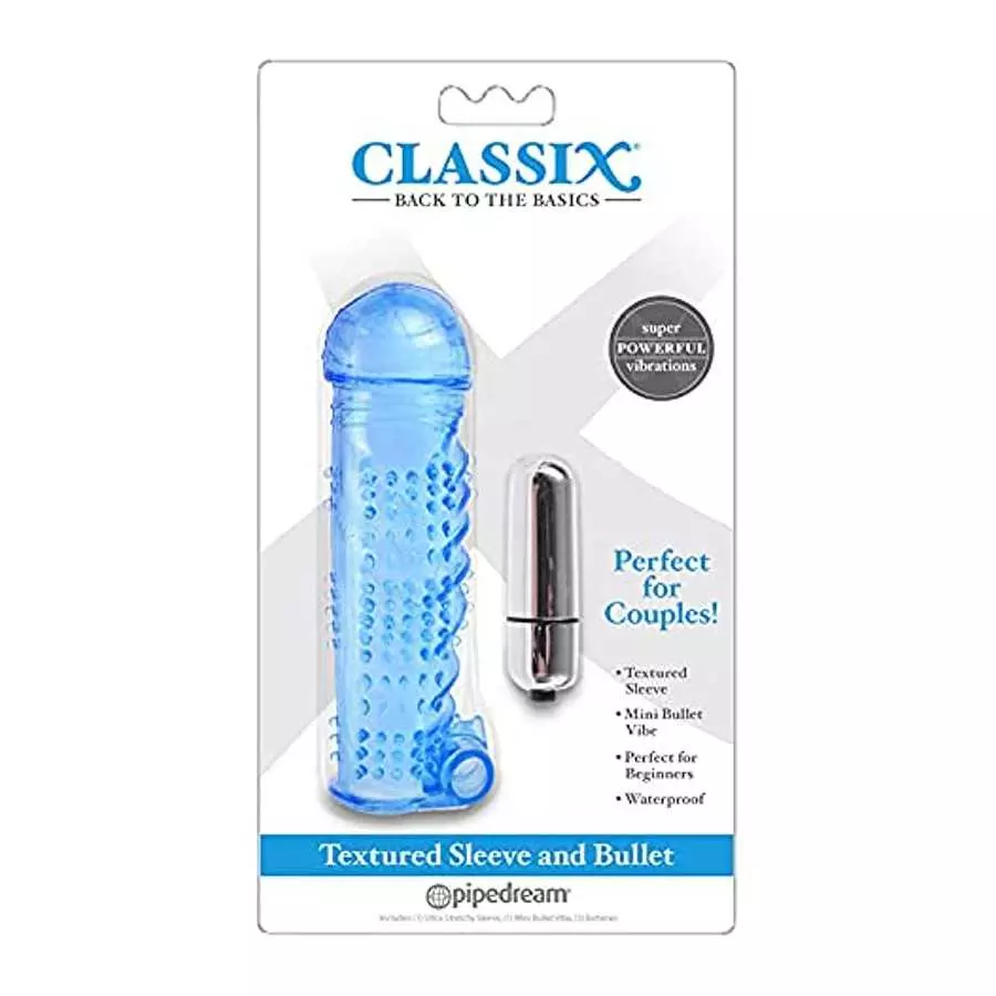 Adult Sex Toys Classix Textured Sleeve&Bullet,Blue Adult Sex Toys Classix Textured Sleeve&Bullet,Blue