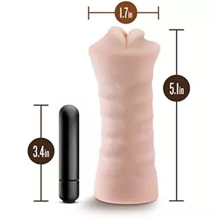 Blush M for Men Angie - Realistic Ribbed Open Ended Masturbator Stroker - One Speed Battery Powered Waterproof Bullet Vibrator - Blush M for Men Angie - Realistic Ribbed Open Ended Masturbator Stroker - One Speed Battery Powered Waterproof Bullet Vibrator -