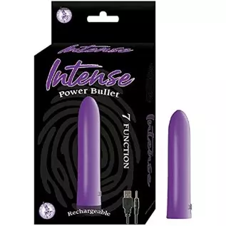 Intense Power Bullet Rechargeable 7 Function USB Cord Included Waterproof Vibrator - Purple with Free Bottle of Adult Toy Cleane