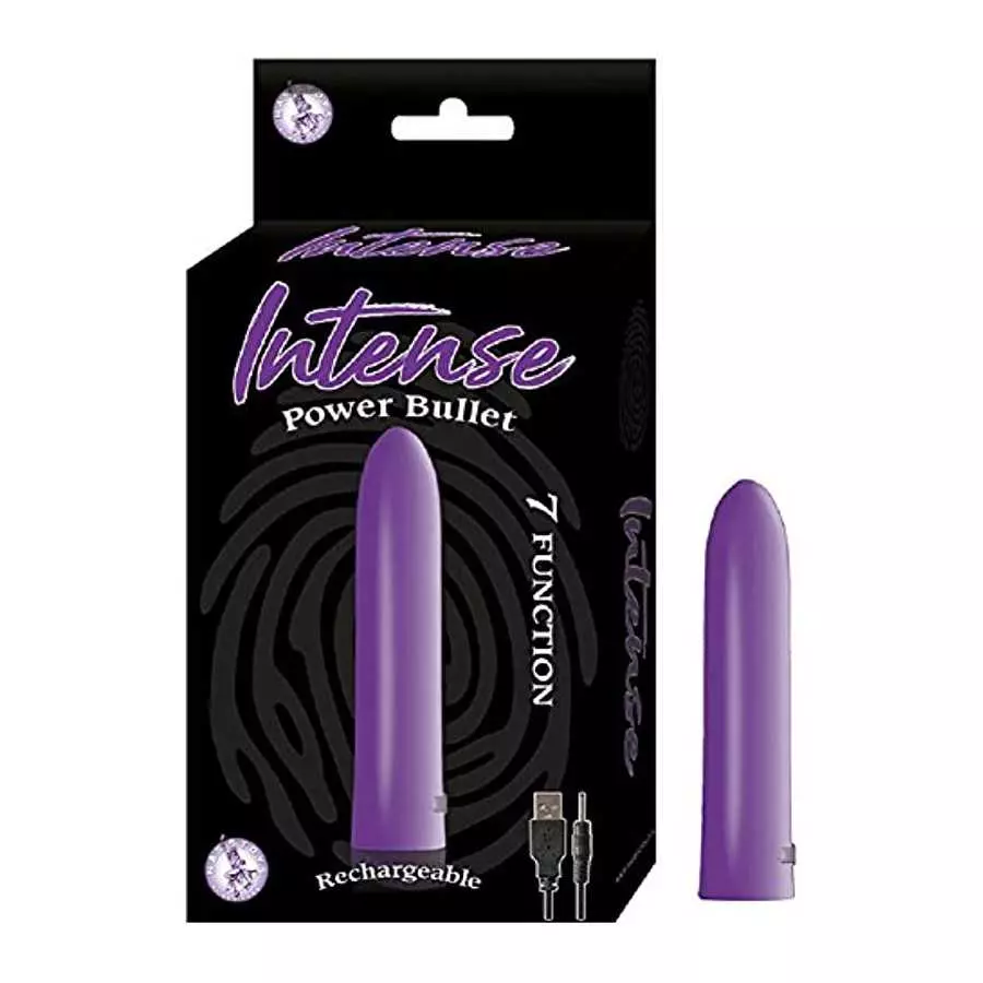 Intense Power Bullet Rechargeable 7 Function USB Cord Included Waterproof Vibrator - Purple with Free Bottle of Adult Toy Cleane Intense Power Bullet Rechargeable 7 Function USB Cord Included Waterproof Vibrator - Purple with Free Bottle of Adult Toy Cleane