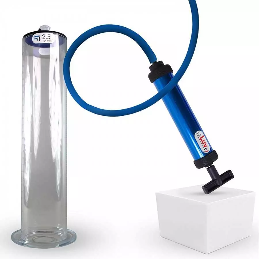 LeLuv Aero Blue Lightweight Penis Pump 12 inch Length x 2.50 inch Untapered Length Seamless Wide Flanged Cylinder