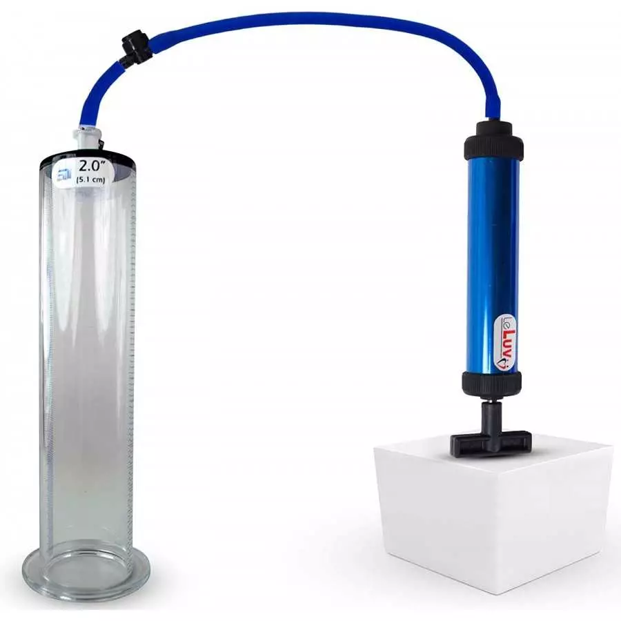 LeLuv Aero Blue Lightweight Penis Pump 12 inch Length x 2.50 inch Untapered Length Seamless Wide Flanged Cylinder