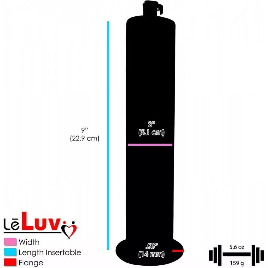 LeLuv Aero Blue Lightweight Penis Pump 12 inch Length x 2.50 inch Untapered Length Seamless Wide Flanged Cylinder