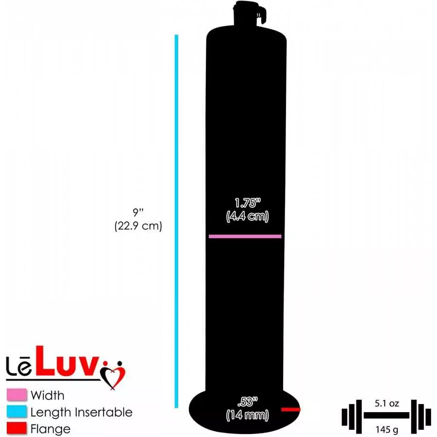 LeLuv Aero Blue Lightweight Penis Pump 12 inch Length x 2.50 inch Untapered Length Seamless Wide Flanged Cylinder