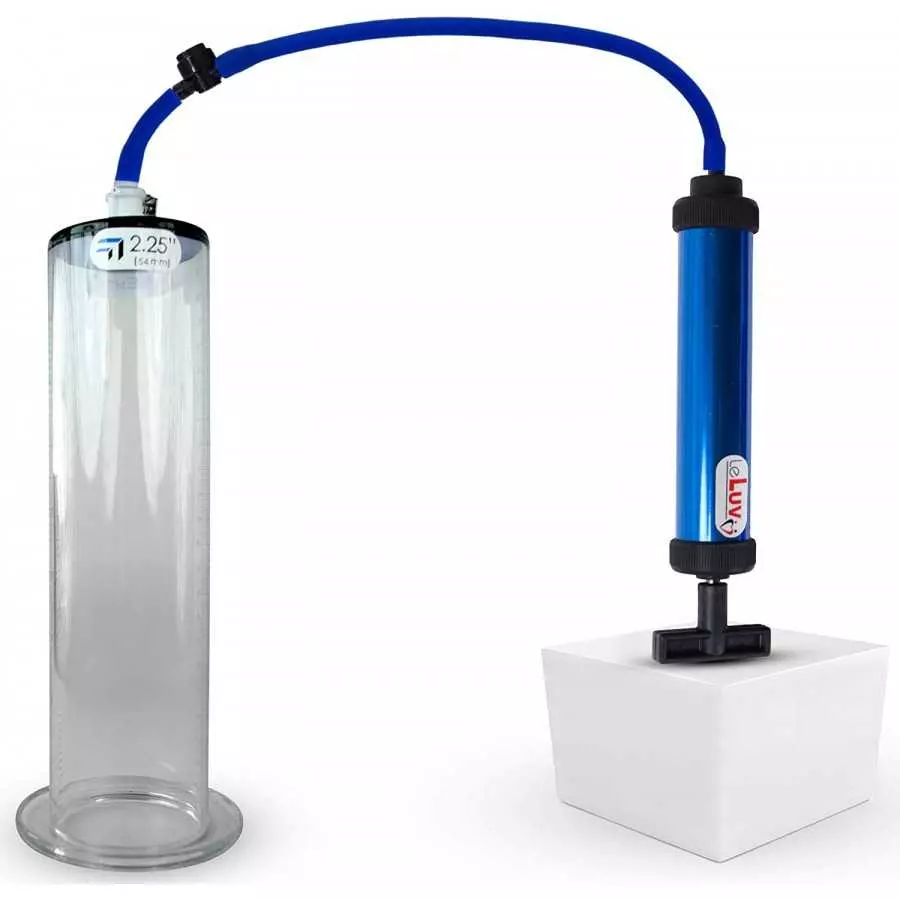LeLuv Aero Blue Lightweight Penis Pump 12 inch Length x 2.50 inch Untapered Length Seamless Wide Flanged Cylinder