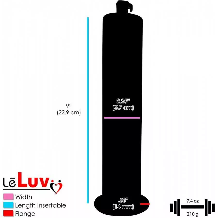 LeLuv Aero Blue Lightweight Penis Pump 12 inch Length x 2.50 inch Untapered Length Seamless Wide Flanged Cylinder