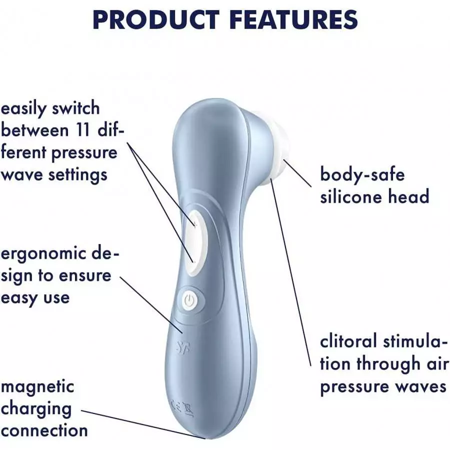 Satisfyer Pro 2 Air-Pulse Clitoris Stimulator - Non-Contact Clitoral Sucking Pressure-Wave Technology, Waterproof, Rechargeable